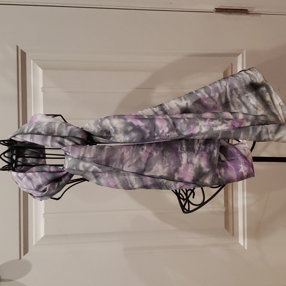 NWT Silk Scarf Purple Gray hand dyed